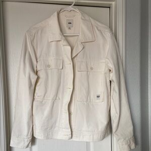 Vans Cream Jean Jacket with Collared Neckline